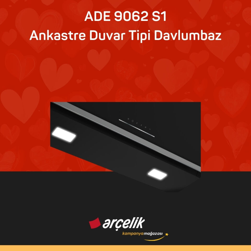 ARÇELİK ADE 9062 S1 Ankastre Duvar Tipi Davlumbaz