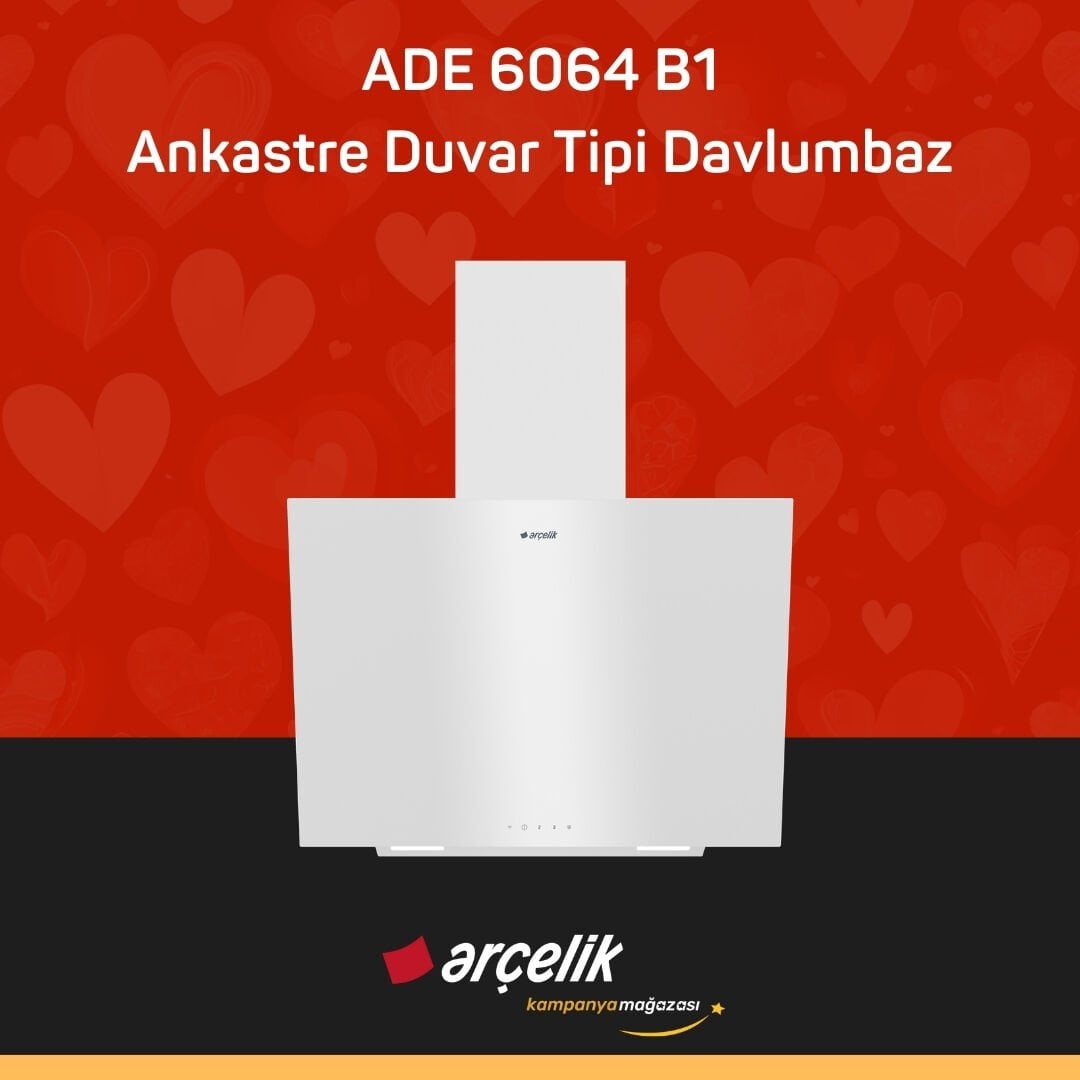 ARÇELİK ADE 6064 B1 Ankastre Duvar Tipi Davlumbaz