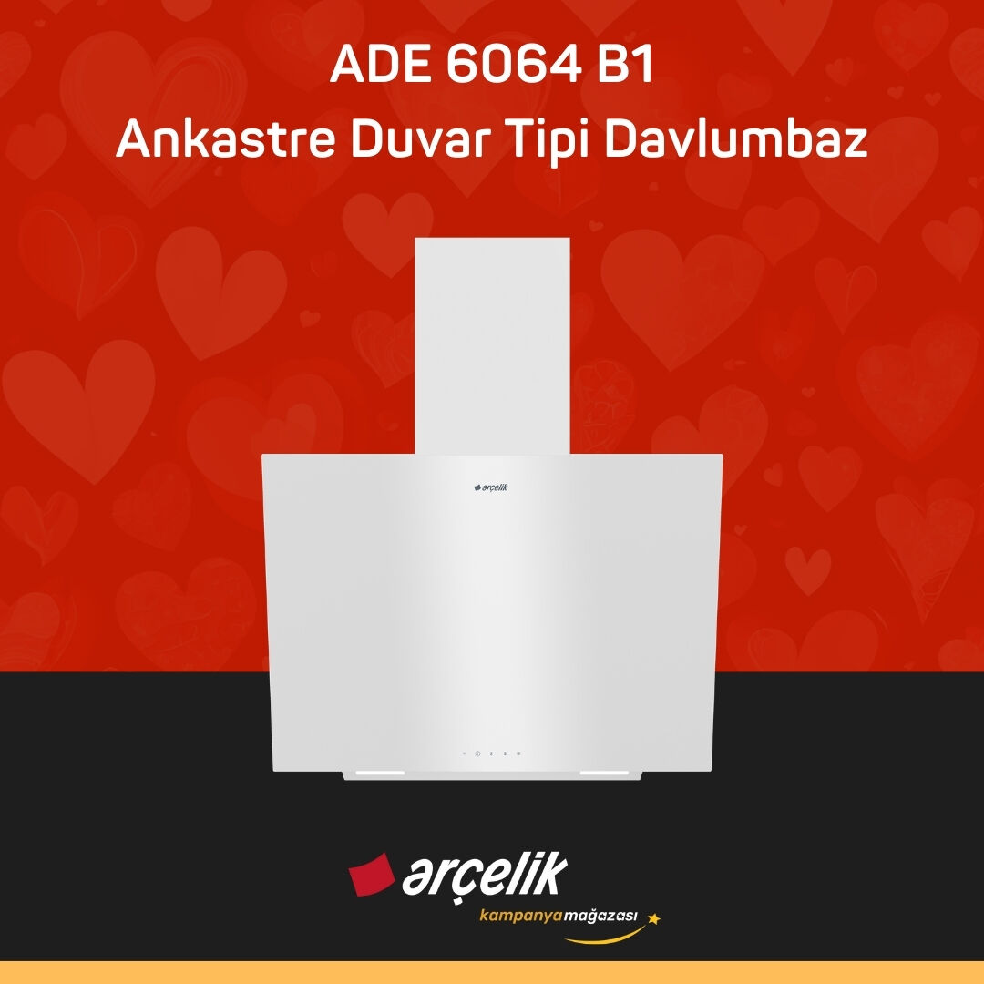 ARÇELİK ADE 6064 B1 Ankastre Duvar Tipi Davlumbaz