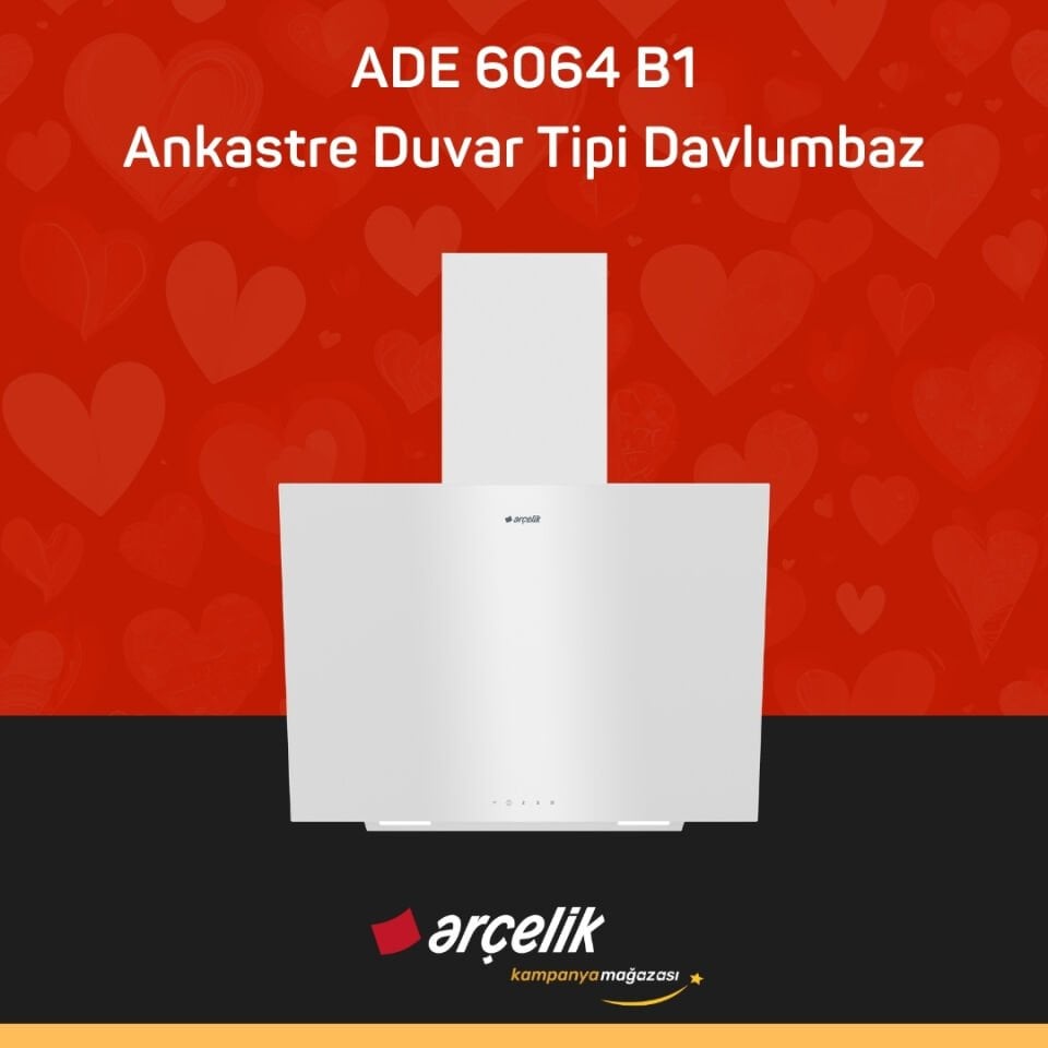 ARÇELİK ADE 6064 B1 Ankastre Duvar Tipi Davlumbaz
