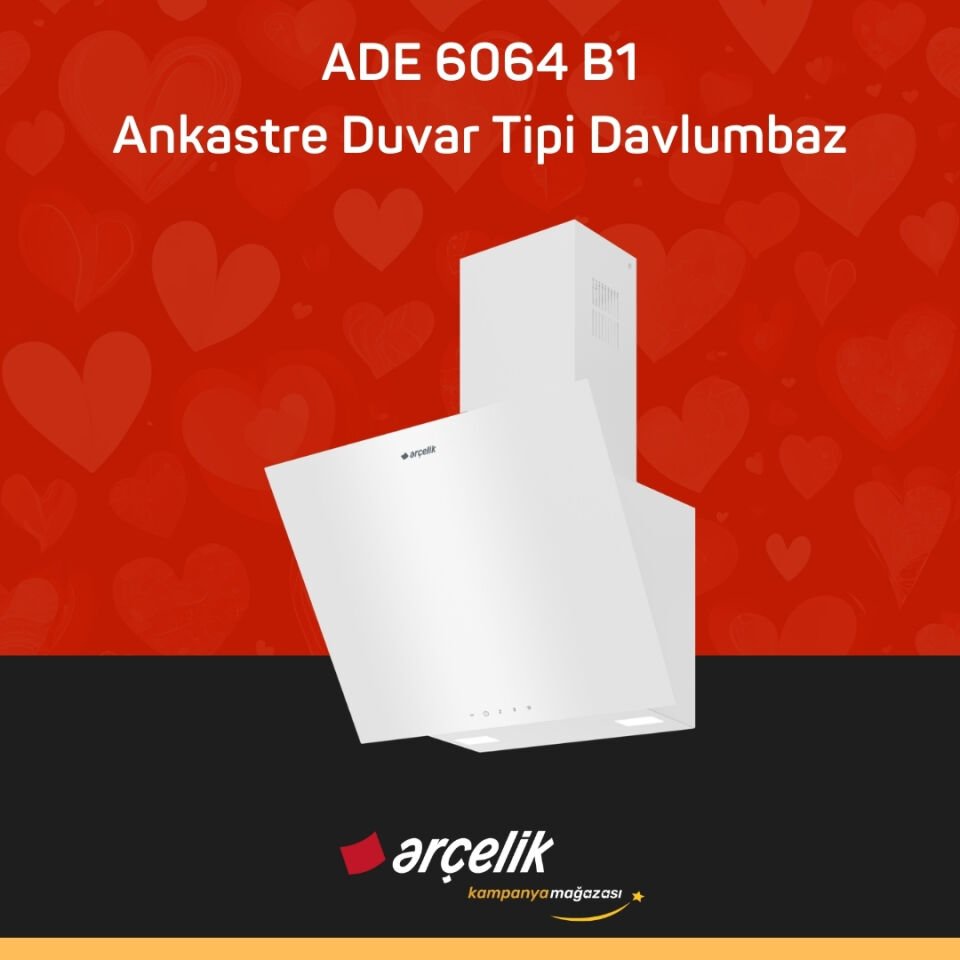 ARÇELİK ADE 6064 B1 Ankastre Duvar Tipi Davlumbaz
