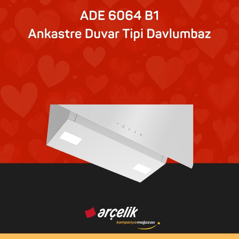ARÇELİK ADE 6064 B1 Ankastre Duvar Tipi Davlumbaz