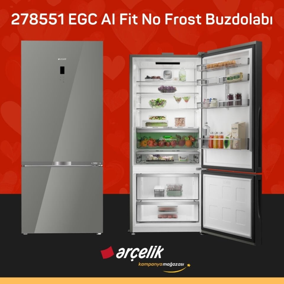 ARÇELİK 278551 EGC AI Fit Alttan Donduruculu Buzdolabı