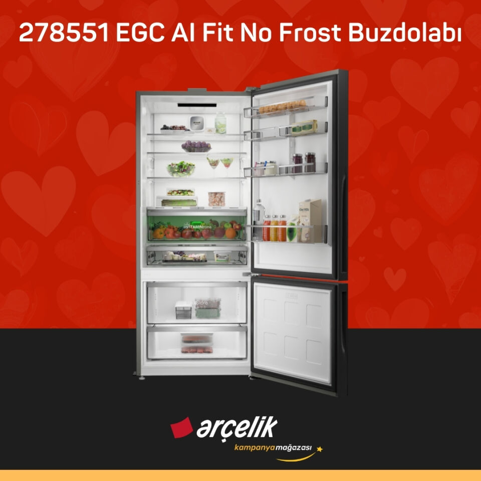 ARÇELİK 278551 EGC AI Fit Alttan Donduruculu Buzdolabı