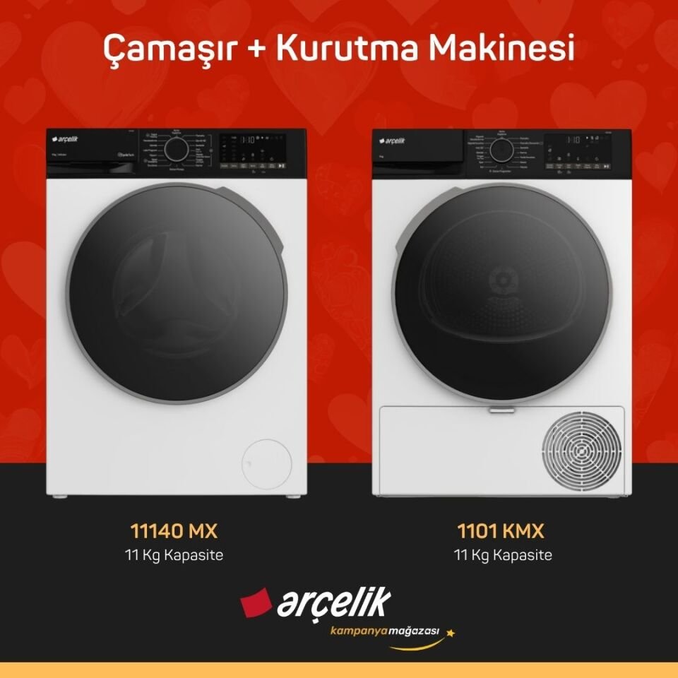 ARÇELİK 11140 MX Çamaşır Makinesi - 1101 KMX Kurutma Makinesi