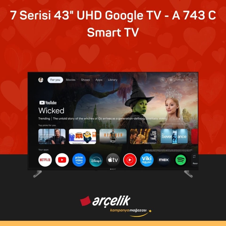 ARÇELİK 7 Serisi 43'' UHD Google TV - A 743 C Smart TV
