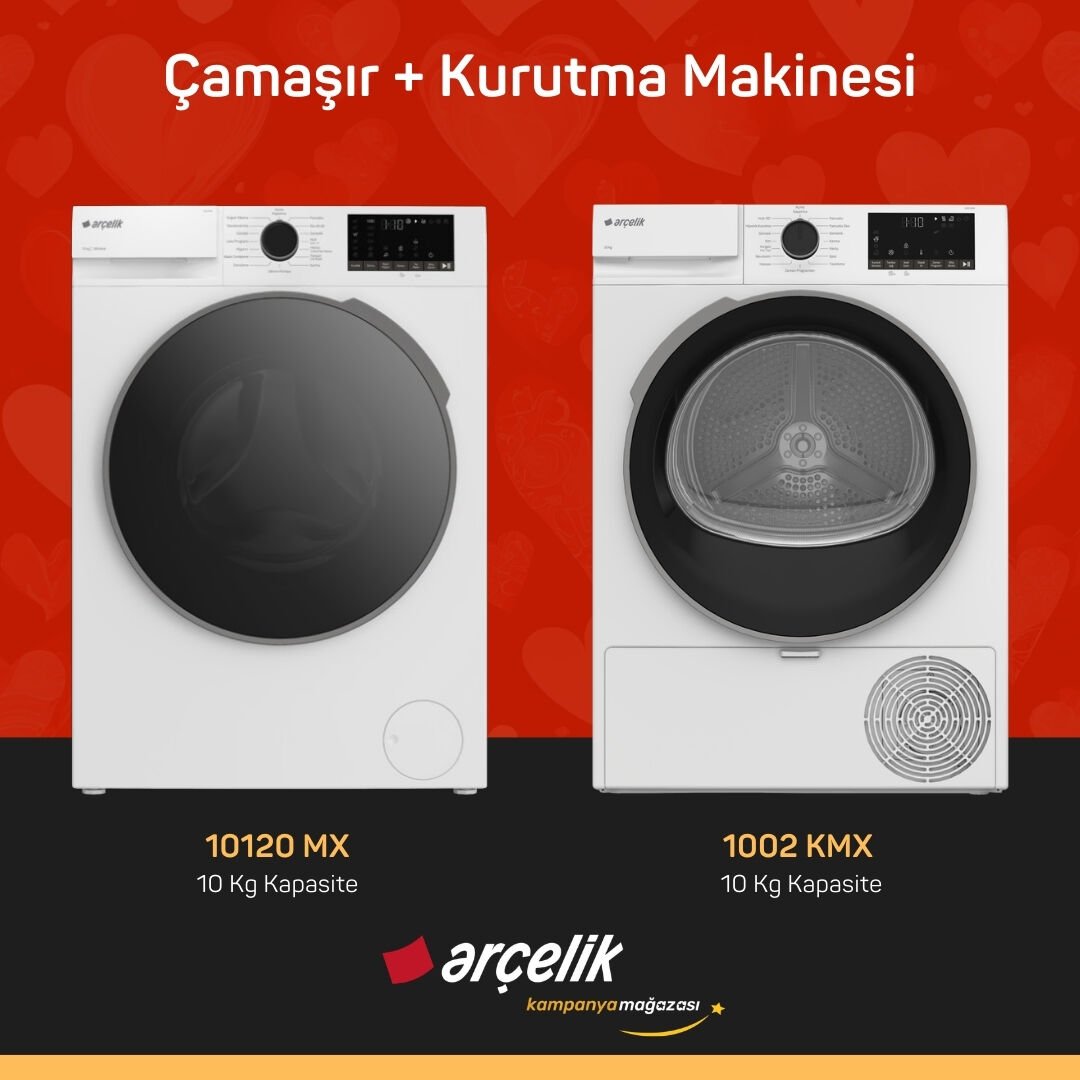 ARÇELİK 10120 MX Çamaşır Makinesi - 1002 KMX Kurutma Makinesi