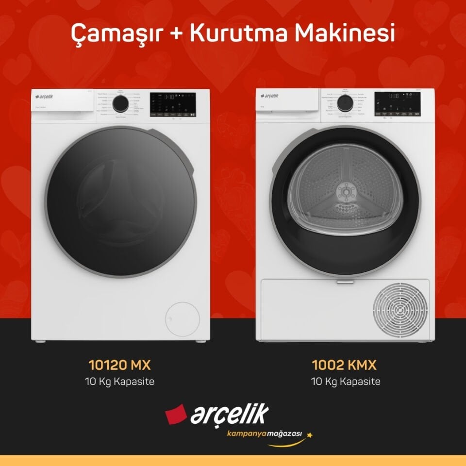 ARÇELİK 10120 MX Çamaşır Makinesi - 1002 KMX Kurutma Makinesi
