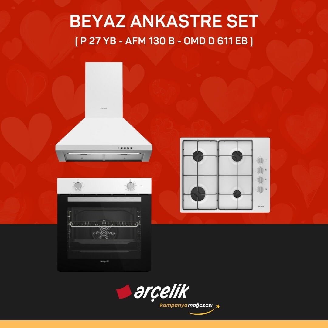 ARÇELİK BEYAZ ANKASTRE SET ( P 27 YB - AFM 130 B - OMD D 611 EB )