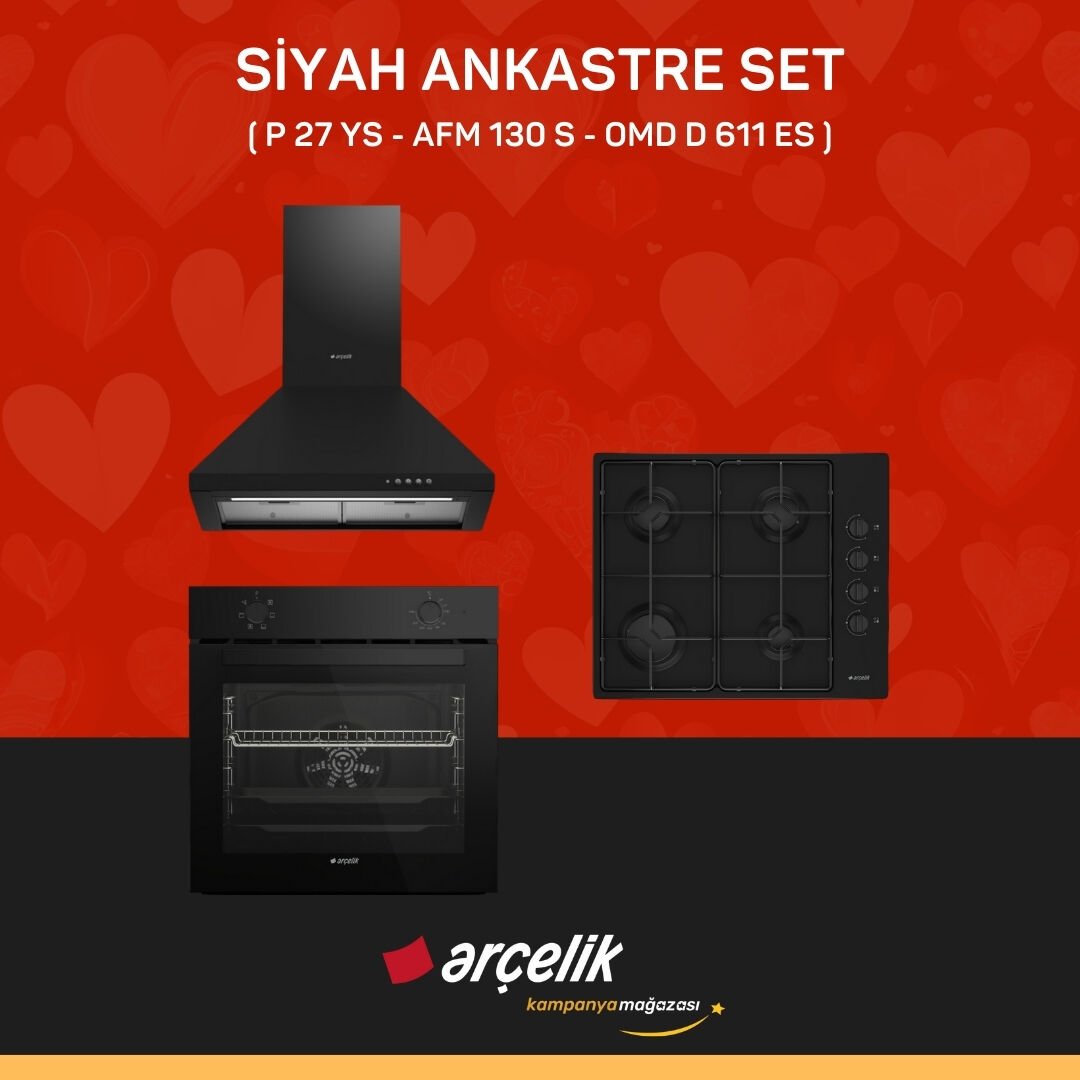 ARÇELİK SİYAH ANKASTRE SET ( P 27 YS - AFM 130 S - OMD D 611 ES )