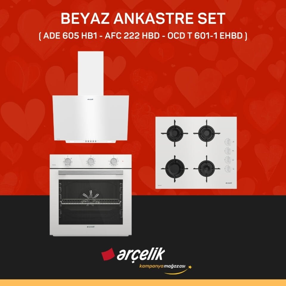 ARÇELİK BEYAZ ANKASTRE SET ( ADE 605 HB1 - AFC 222 HBD - OCD T 601-1 EHBD )