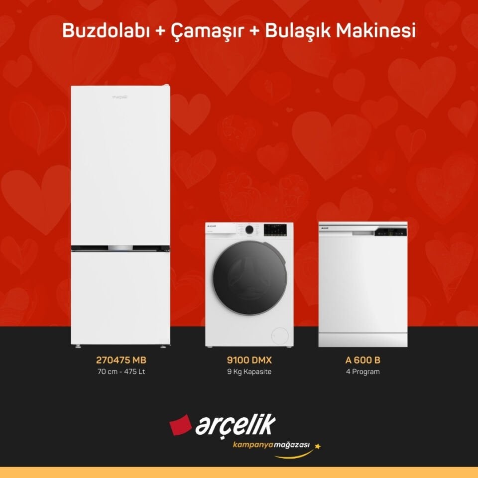 ARÇELİK 3'lü Çeyiz Paketi ( 270475 MB - 9100 DMX - A 600 B )
