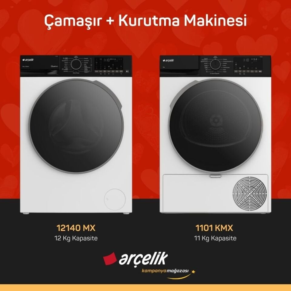 ARÇELİK 12140 MX Çamaşır Makinesi - 1101 KMX Kurutma Makinesi