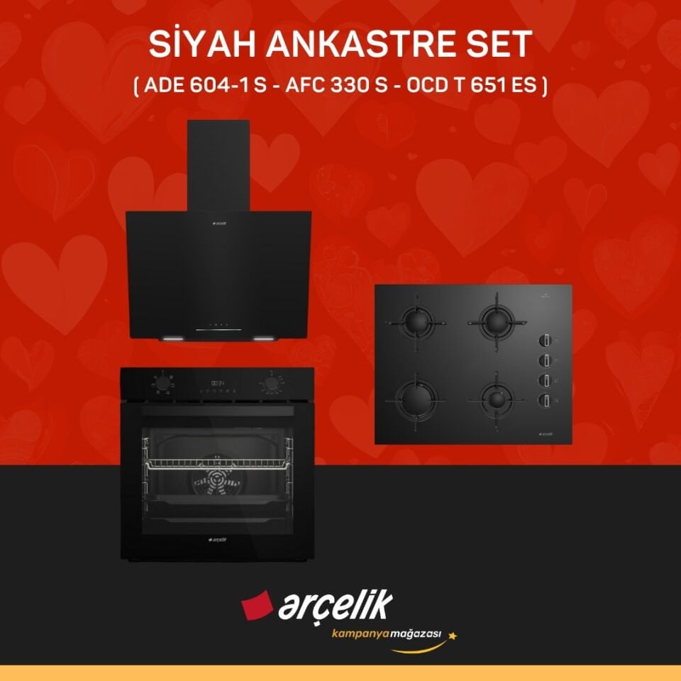 ARÇELİK SİYAH ANKASTRE SET ( ADE 604-1 S - AFC 330 S - OCD T 651 ES )