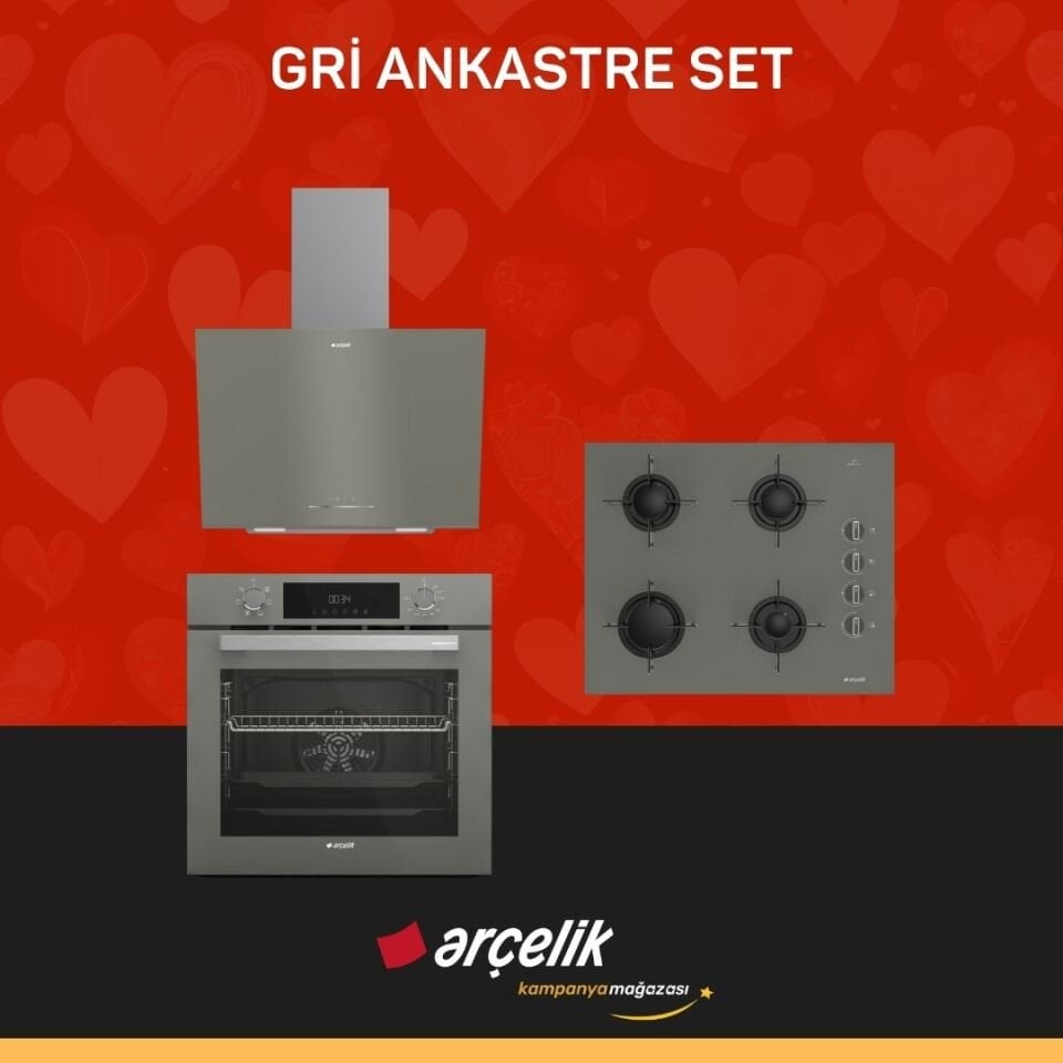 ARÇELİK GRİ ANKASTRE SET ( ADE 604-1 G - AFC 330 G - OCD T 651 EG )