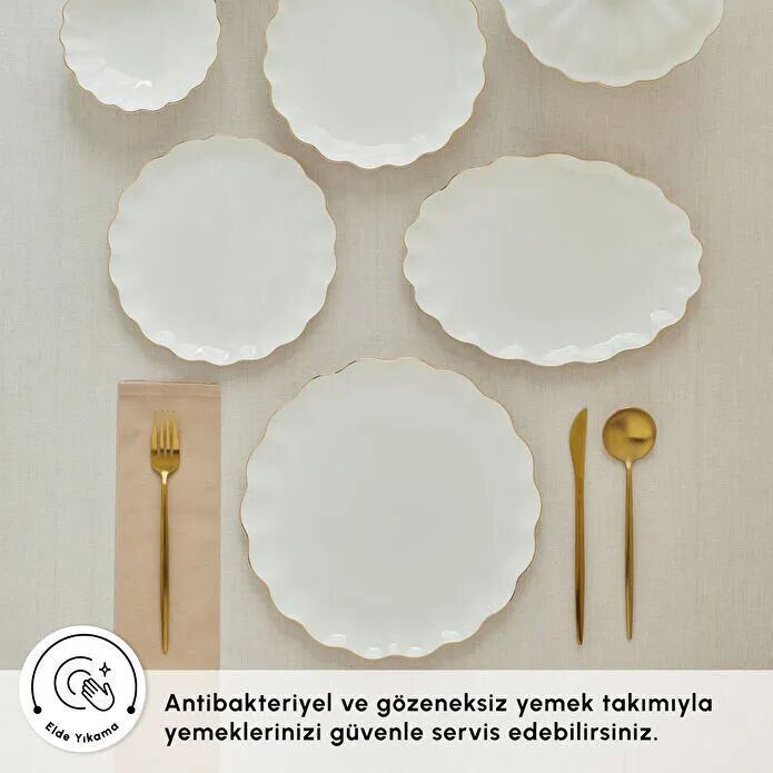 Karaca Red Carpet Collection Fine Pearl Extra Shell 55 Parça 12 Kişilik Yemek Takımı Gold