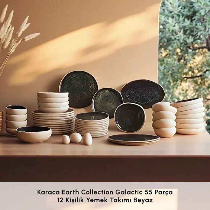 Karaca Red Carpet Earth Collection Galactic 55 Parça 12 Kişilik Yemek Takımı Beyaz