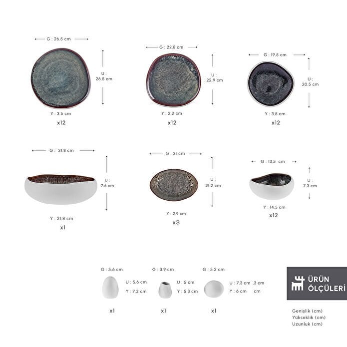 Karaca Red Carpet Earth Collection Galactic 55 Parça 12 Kişilik Yemek Takımı Beyaz