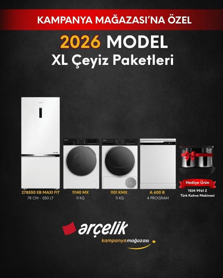 ARÇELİK 4'lü XL Çeyiz Paketi (278550 EB MAXI FIT - A 600 B - 11140 MX - 1101 KMX - TKM 9961 Z)