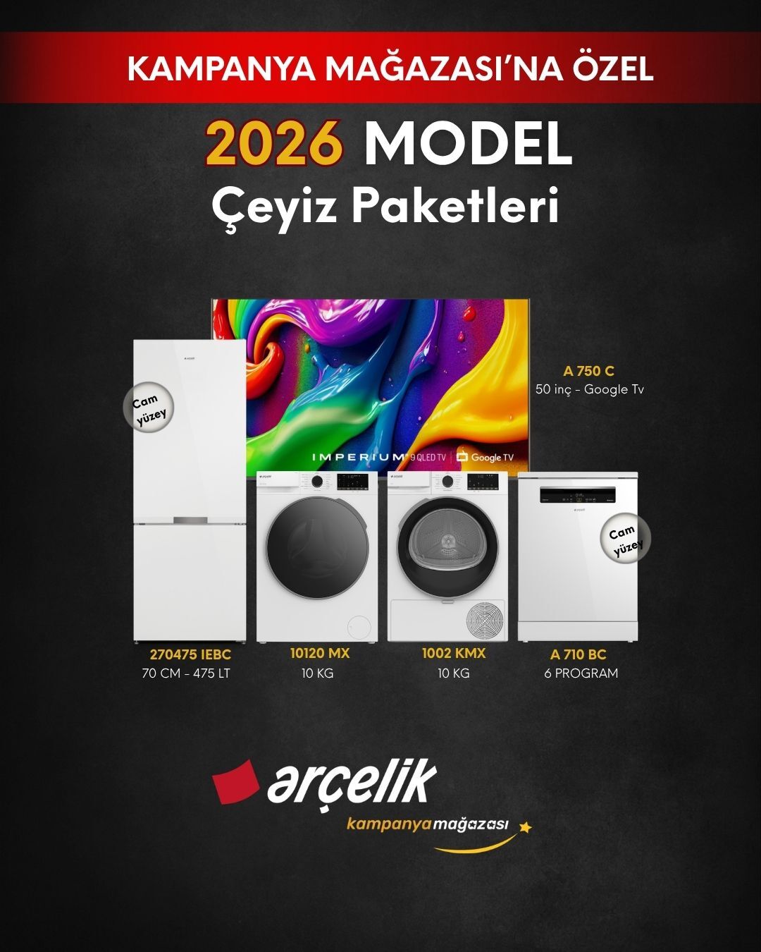 ARÇELİK 5'li Çeyiz Paketi (270475 IEBC - A 710 BC - 10120 MX - 1002 KMX - A 750 C)