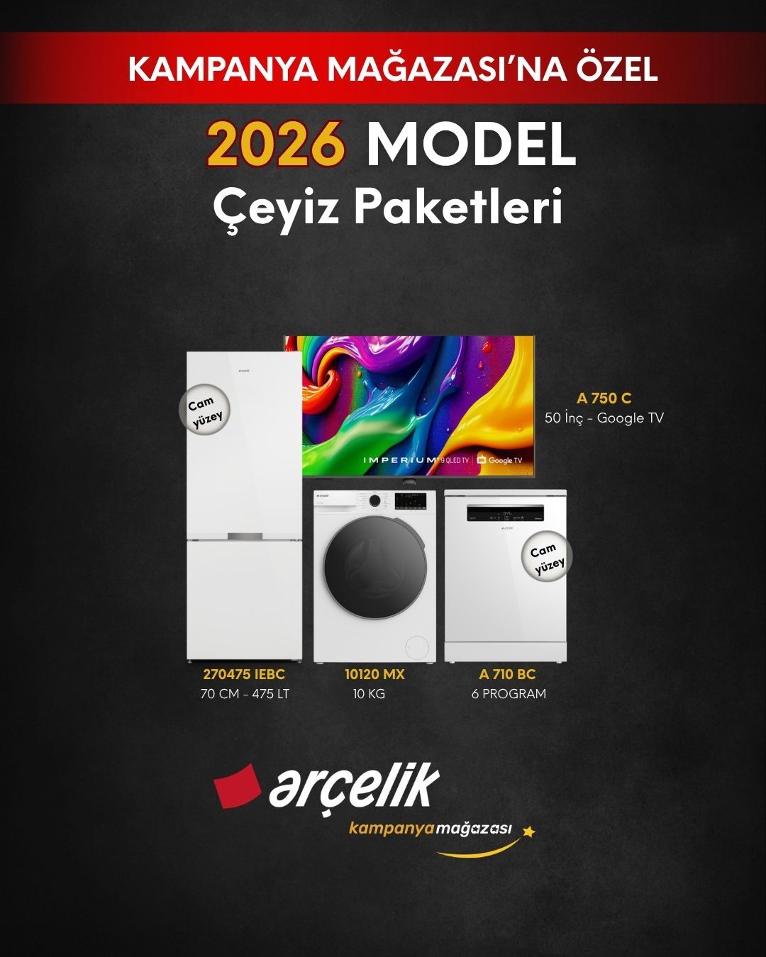 ARÇELİK 4'lü Çeyiz Paketi (270475 IEBC - A 710 BC - 10120 MX - A 750 C)