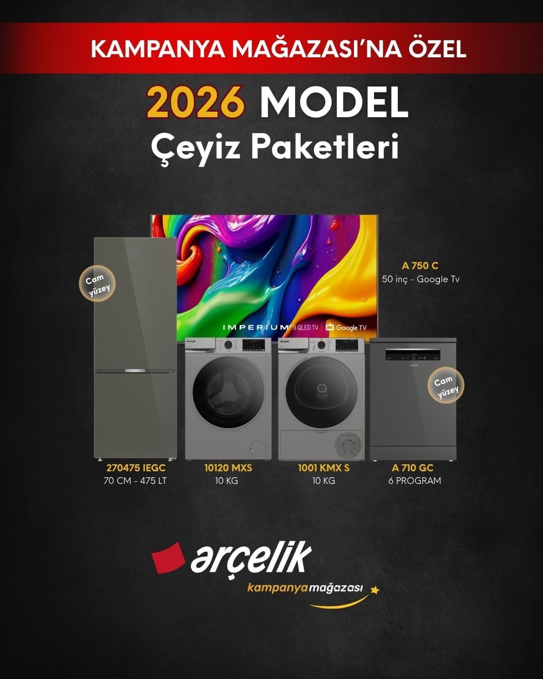 ARÇELİK 5'li Çeyiz Paketi (270475 IEGC - A 710 GC - 10120 MXS - 1001 KMX S - A 750 C)