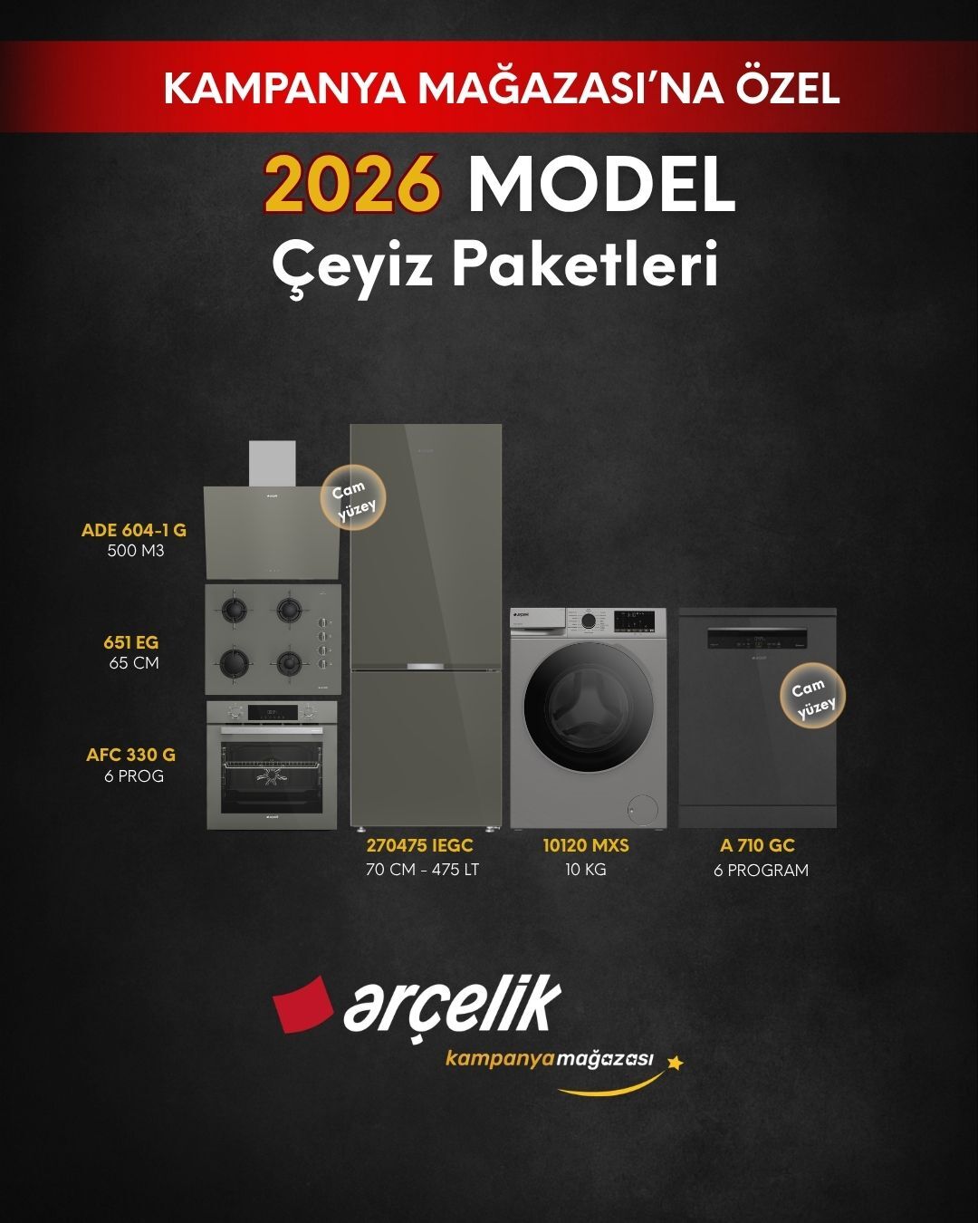 ARÇELİK 6'lı Çeyiz Paketi (270475 IEGC - A 710 GC - 10120 MXS - AFC 330 G - ADE 604-1G - OCD T 651 EG)