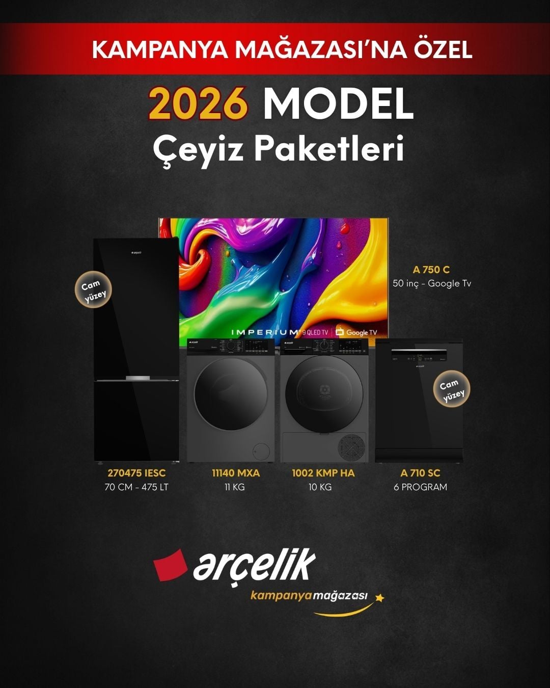 ARÇELİK 5'li Çeyiz Paketi (270475 IESC - A 710 SC - 11140 MXA - 1002 KMP HA - A 750 C)