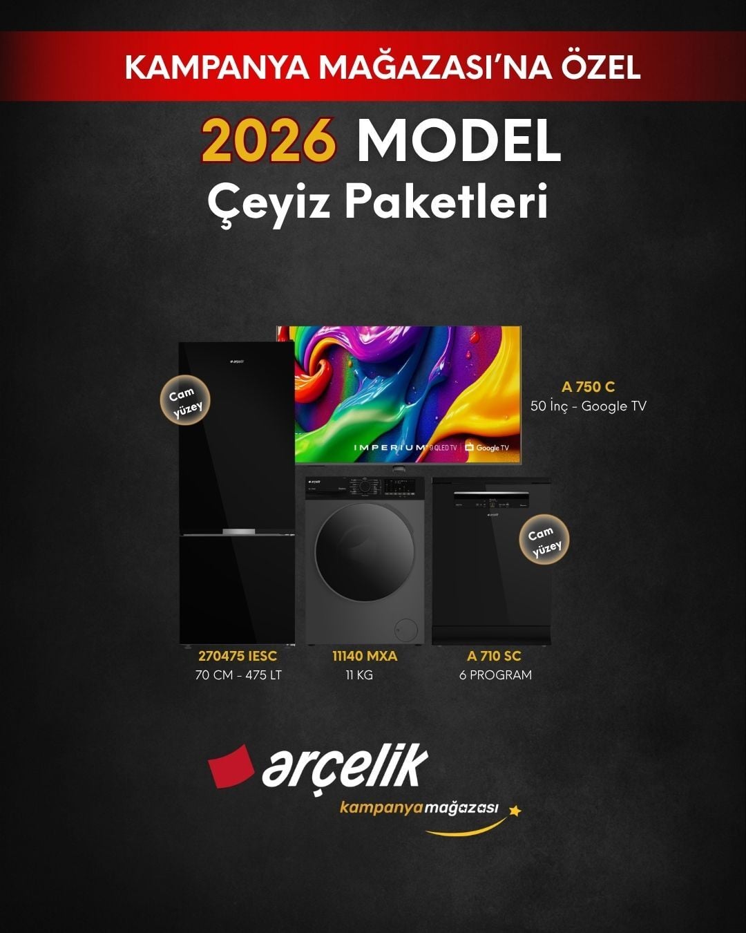 ARÇELİK 4'lü Çeyiz Paketi (270475 IESC - A 710 SC - 11140 MXA - 1002 KMP HA)