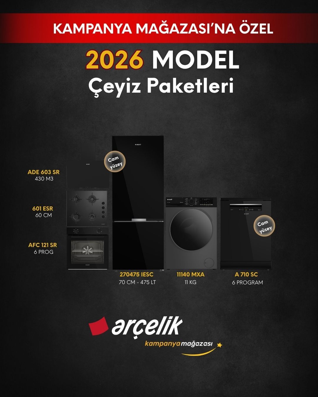 ARÇELİK 6'lı Çeyiz Paketi (270475 IESC - A 710 SC - 11140 MXA - AFC 121 SR - ADE 603 SR - OCD T 601 ESR)