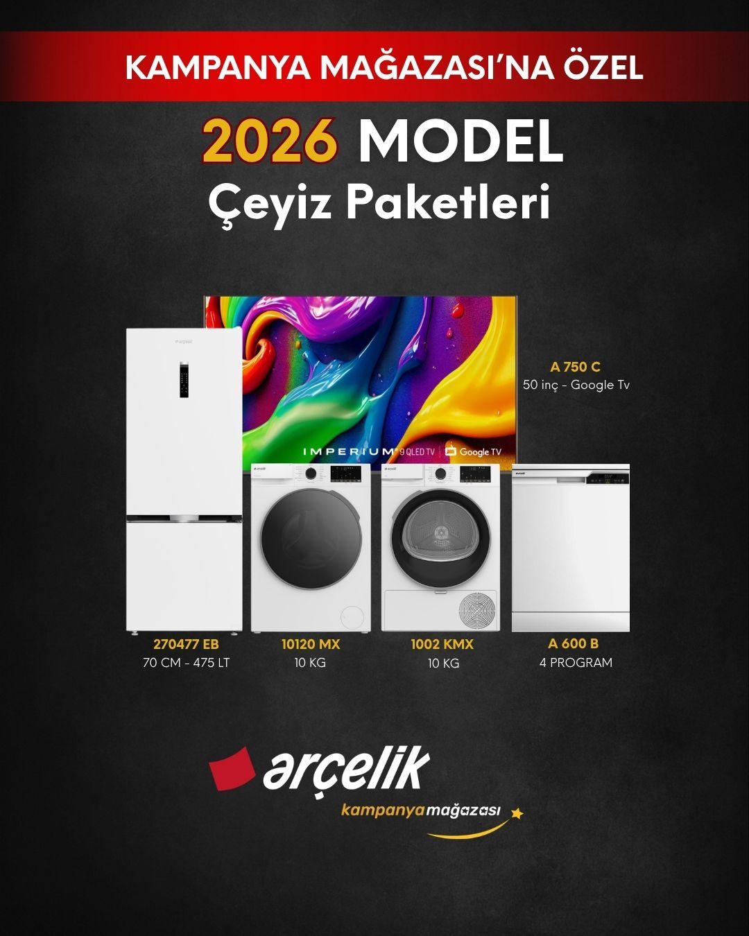 ARÇELİK 5'li Çeyiz Paketi (270477 EB - A 600 B - 10120 MX - 1002 KMX - A 750 C)