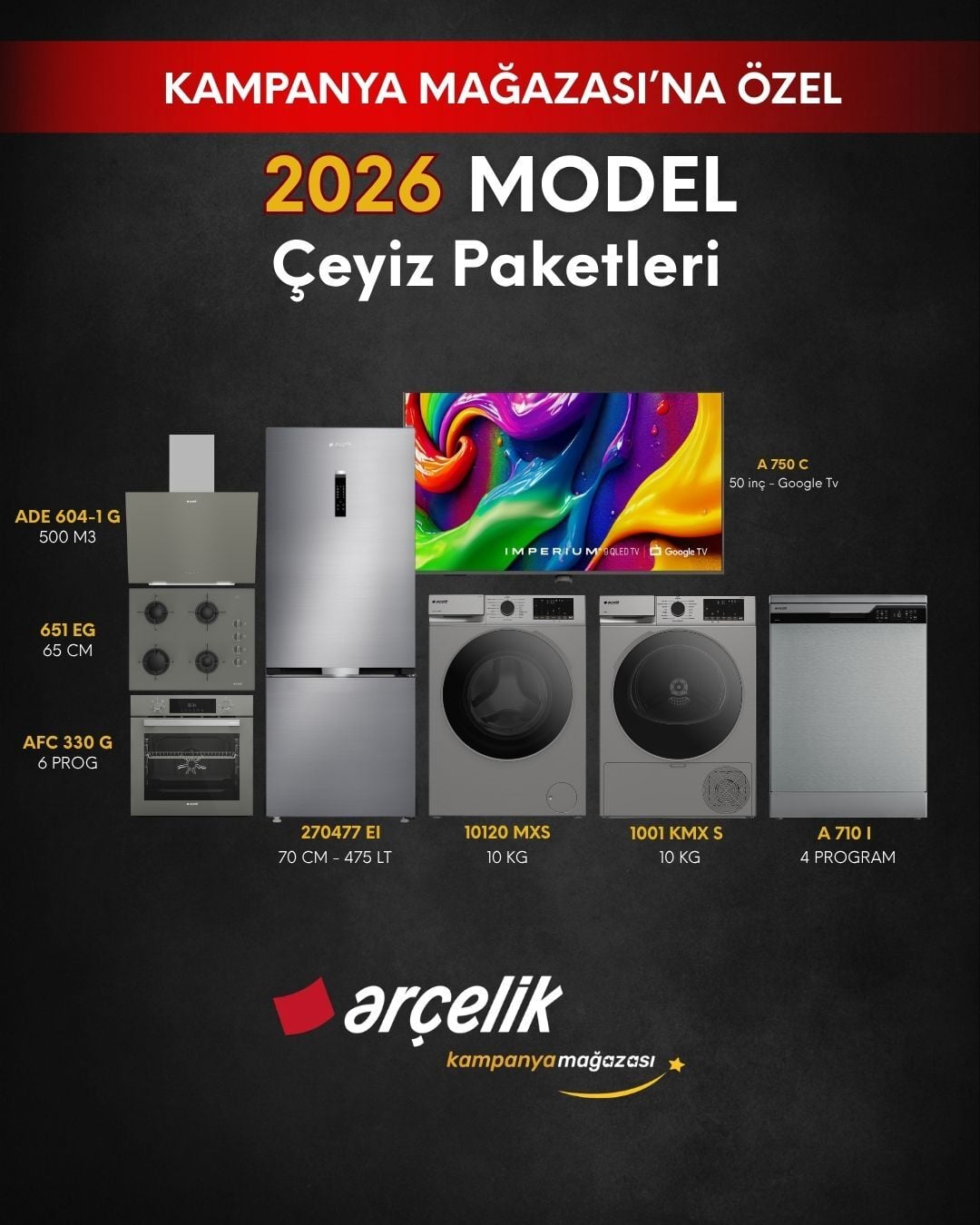 ARÇELİK 8'li Çeyiz Paketi (270477 EI - A 710 I - 10120 MXS - 1001 KMX S - A 750 C - AFC 330 G - ADE 604-1 G - OCD T 651 EG)