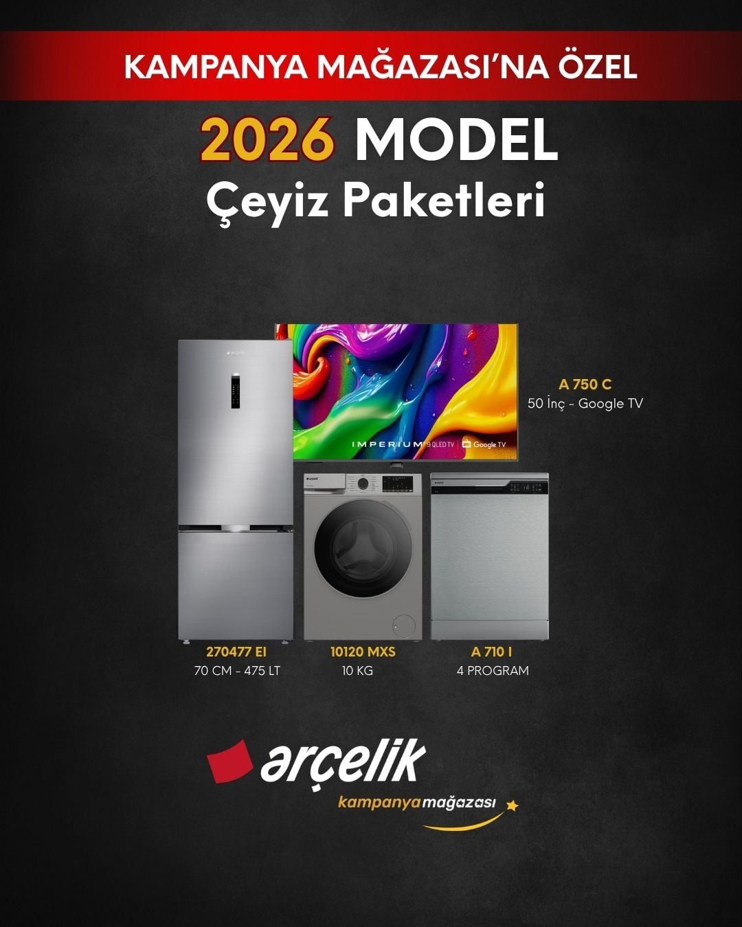 ARÇELİK 4'lü Çeyiz Paketi (270477 EI - A 710 I - 10120 MXS - A 750 C)