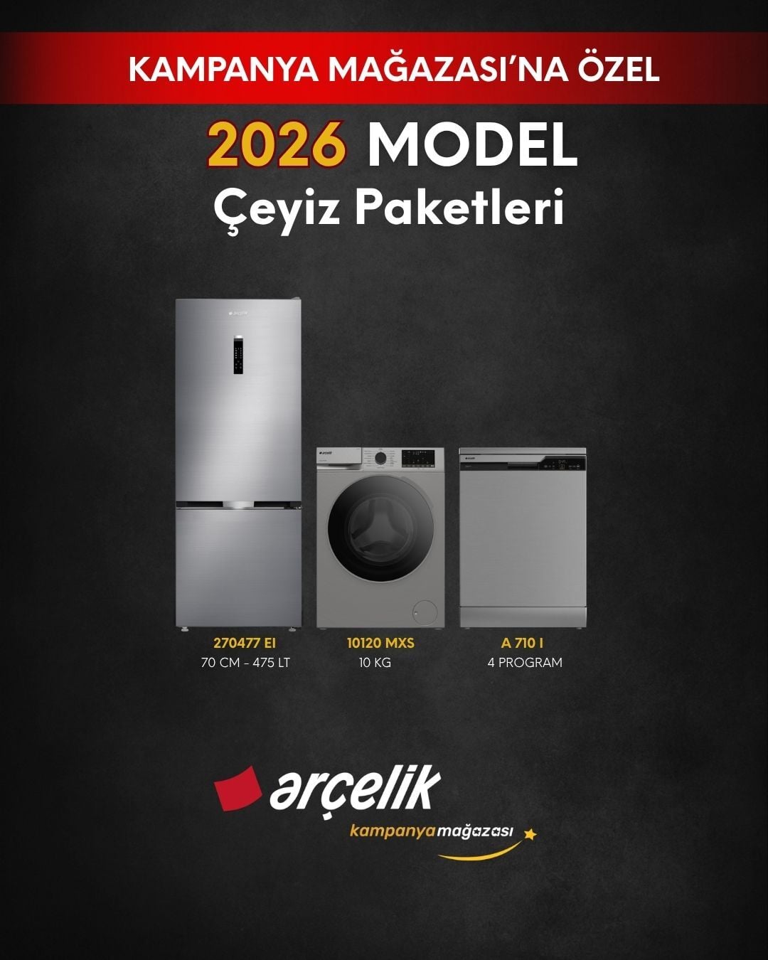 ARÇELİK 3'lü XL Çeyiz Paketi (270477 EI - A 710 I - 10120 MXS)