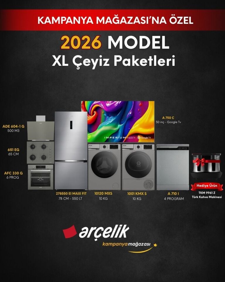 ARÇELİK 8'li XL Çeyiz Paketi (278550 EI MAXI FIT - A 710 I - 10120 MXS - 1001 KMX S - A 750 C - AFC 330 G - ADE 604-1 G - OCD T 651 EG - TKM 9961 Z)