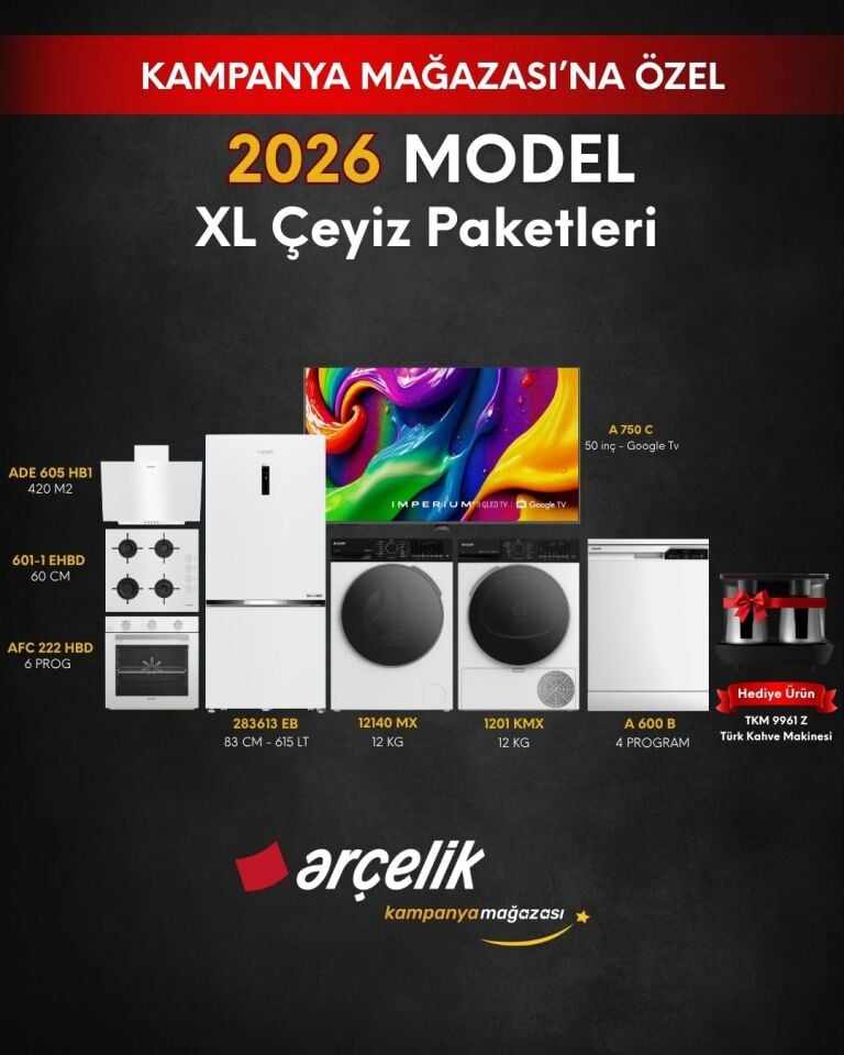 ARÇELİK 8'li XL Çeyiz Paketi (283613 EB - A 600 B - 12140 MX - 1201 KMX - A 750 C - AFC 222 HBD - ADE 605 HB1 - OCD T 601-1 EHBD - TKM 9961 Z)