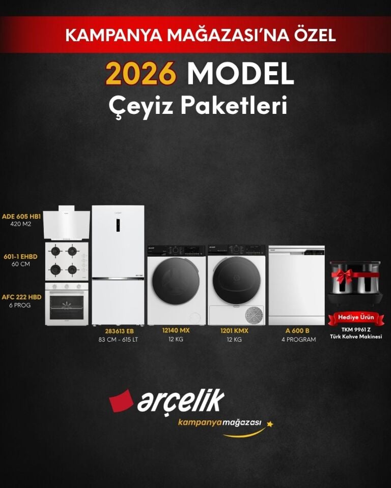 ARÇELİK 7'li XL Çeyiz Paketi (283613 EB - A 600 B - 12140 MX - 1201 KMX - AFC 222 HBD - ADE 605 HB1 - OCD T 601-1EHBD - TKM 9961 Z)