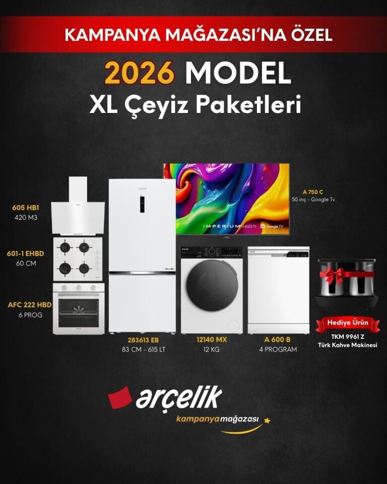 ARÇELİK 7'li XL Çeyiz Paketi (283613 EB - A 600 B - 12140 MX - A 750 C - AFC 222 HBD - ADE 605 HB1 - OCD T 601-1 EHBD - TKM 9961 Z)