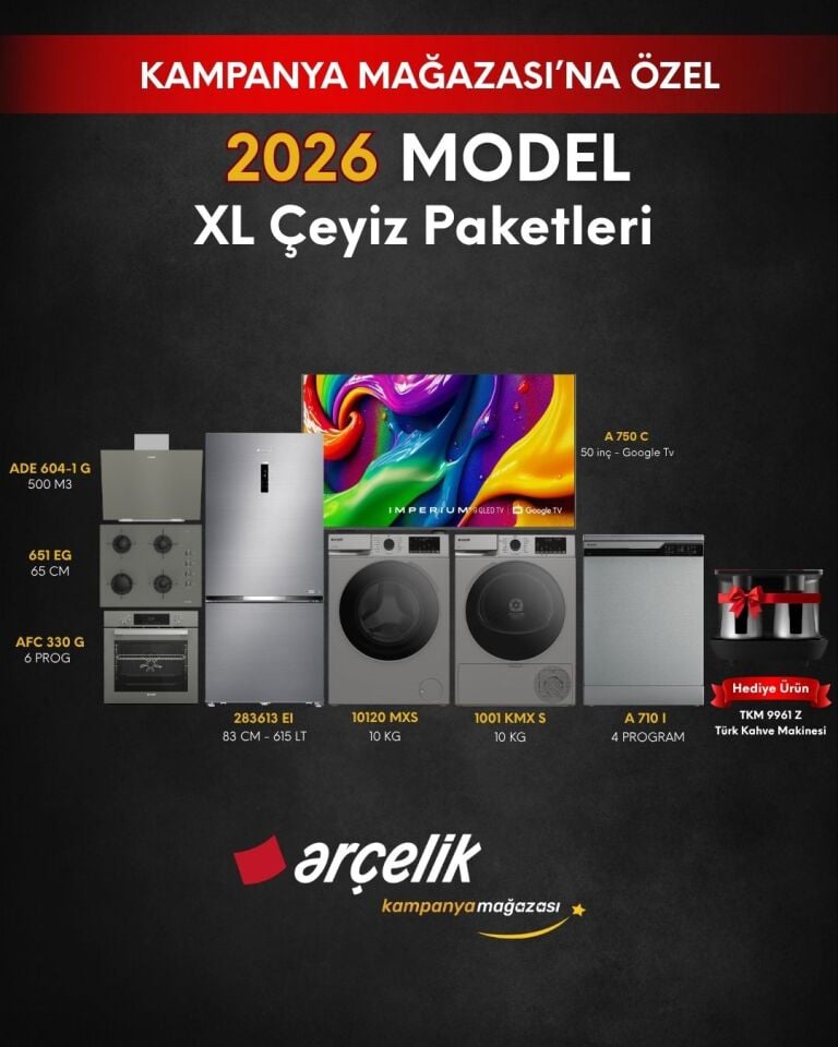 ARÇELİK 8'li XL Çeyiz Paketi(283613 EI - A 710 I - 10120 MXS - 1001 KMX S - A 750 C - AFC 330 G - ADE 604-1 G - OCD T 651 EG - TKM 9961 Z)