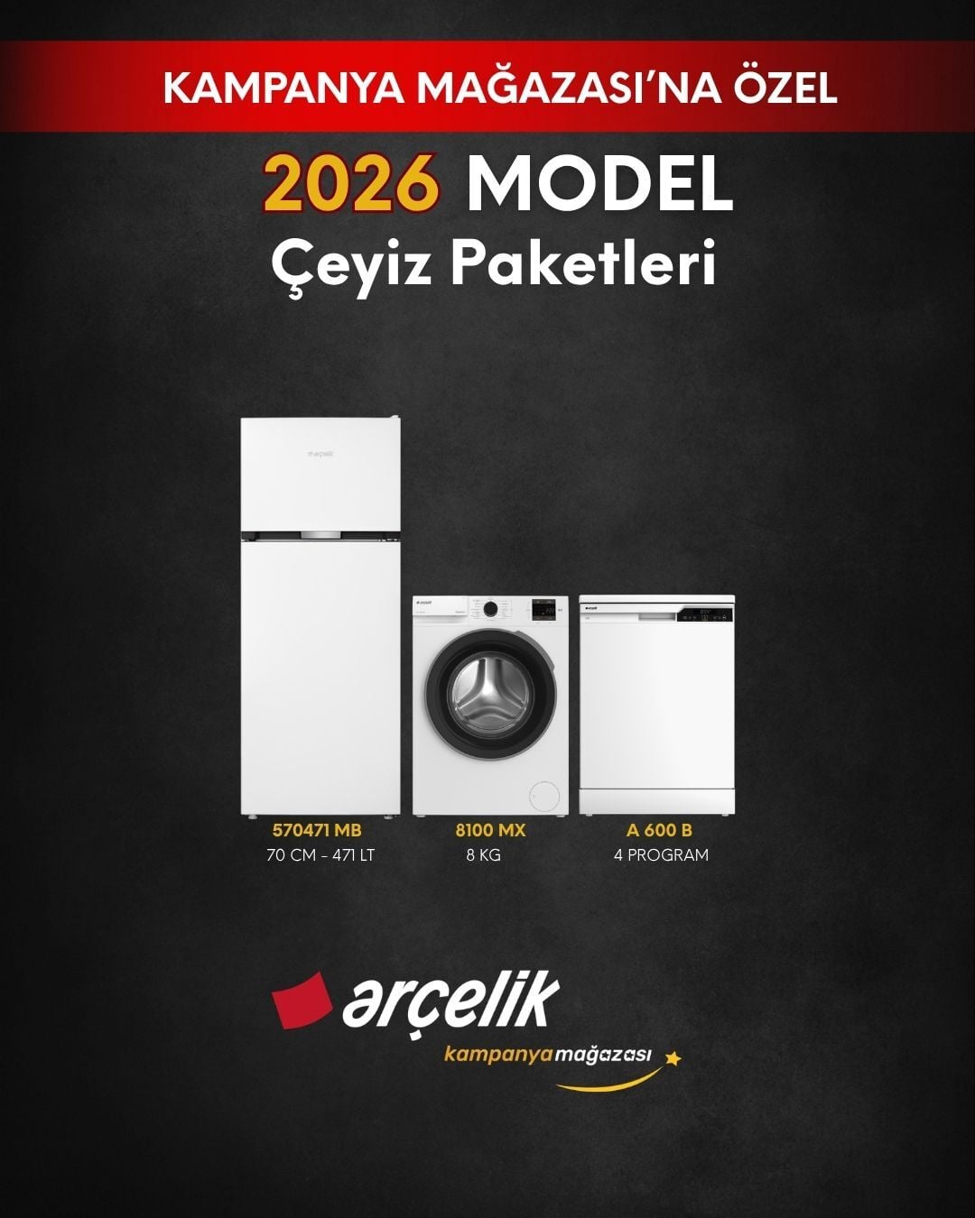 ARÇELİK 3'lü Çeyiz Paketi (570471 MB - A 600 B - 8100 MX)