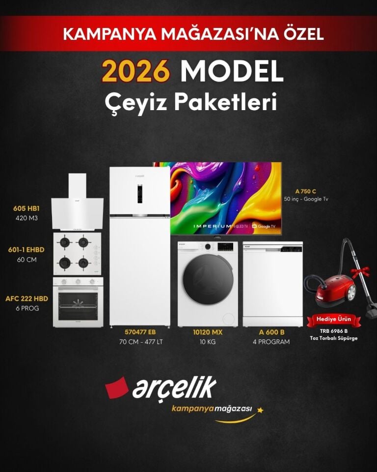 ARÇELİK 7'li Çeyiz Paketi (570477 EB - A 600 B - 10120 MX - A 750 C - AFC 222 HBD - ADE 605 HB1 - OCD T 601-1 EHBD - TRB 6986 B)