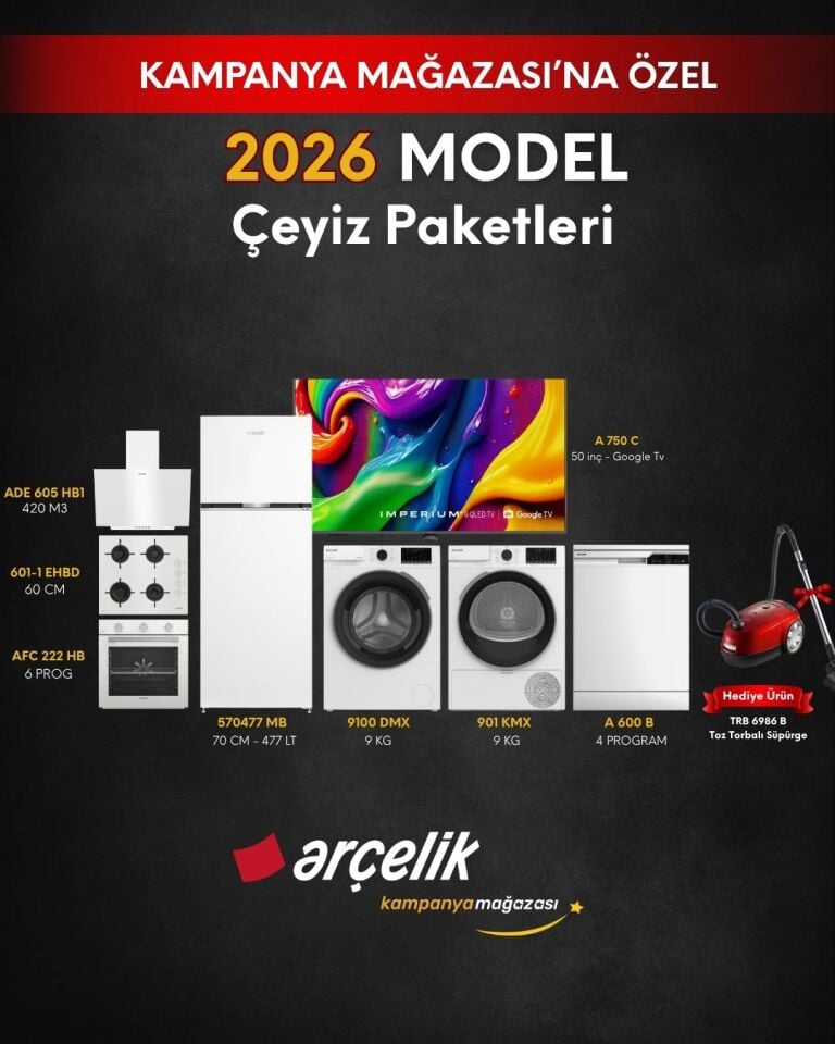 ARÇELİK 8'li Çeyiz Paketi (570477 MB - A 600 B - 9100 DMX - 901 KMX - A 750 C - AFC 222 HBD - ADE 605 HB1 - OCD T 601-1 EHBD - TRB 6986 B)