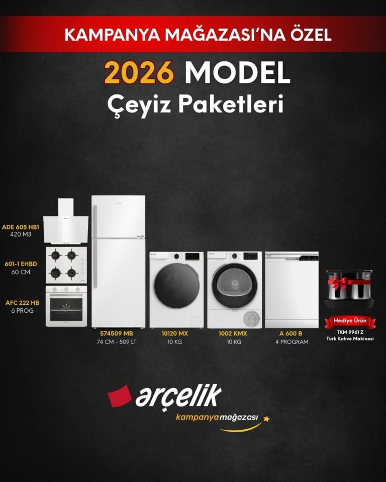 ARÇELİK 7'li Çeyiz Paketi (574509 MB - A 600 B - 10120 MX - 1002 KMX - AFC 222 HBD - ADE 222 HBD - ADE 605 HB1 - OCD T 601-1 EHBD - TKM 9961 Z)