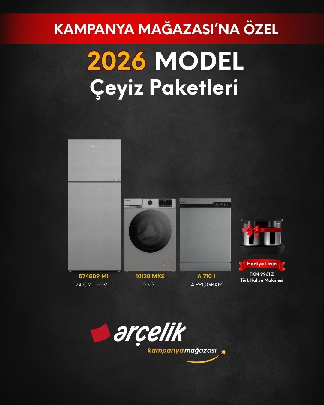 ARÇELİK 3'lü Çeyiz Paketi (574509 MI - A 710 I - 10120 MXS - TKM 9961 Z)