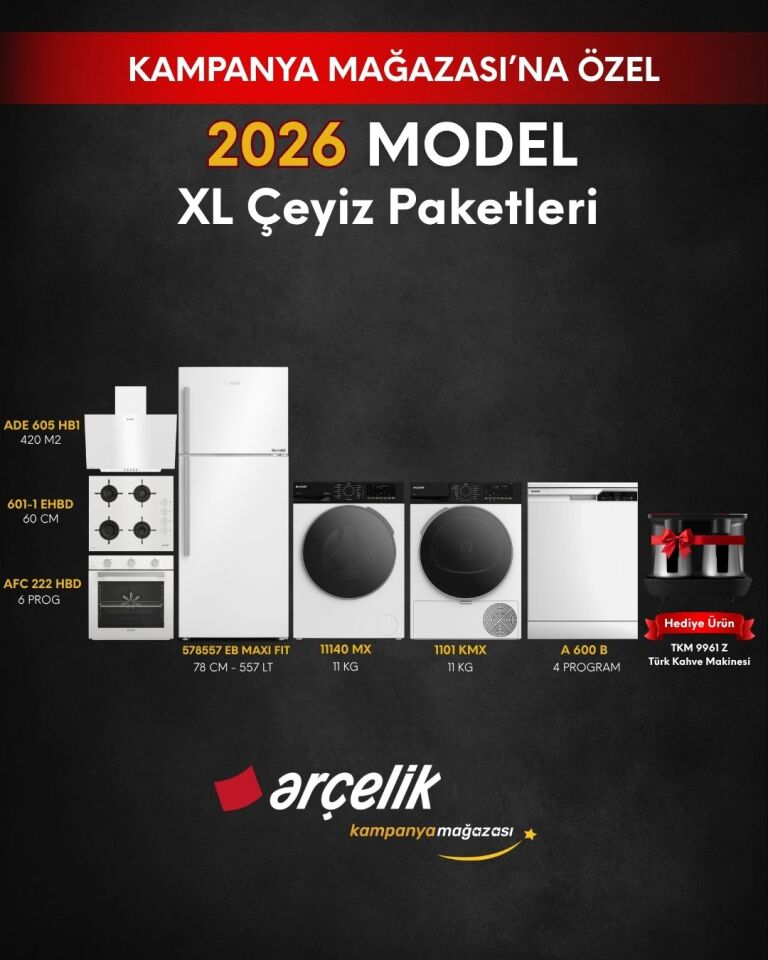 ARÇELİK 7'li XL Çeyiz Paketi (578557 EB MAXI FIT- A 600 B - 11140 MX - 1101 KMX - AFC 222 HBD - ADE 605 HB1 - .OCD T 601-1 EHBD - TKM 9961 Z)