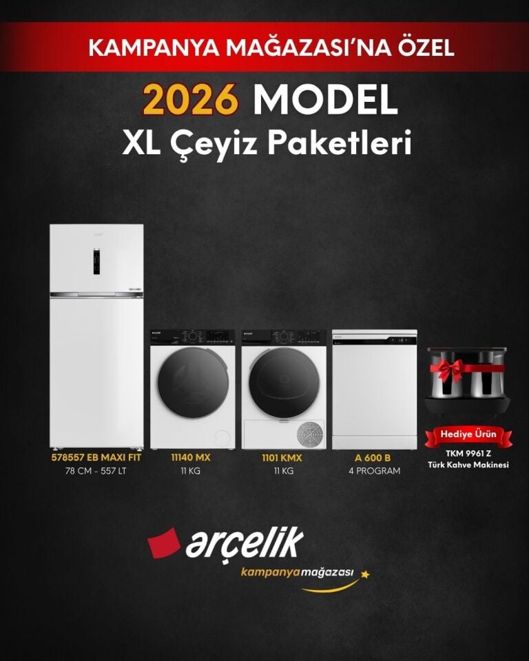 ARÇELİK 4'lü XL Çeyiz Paketi (578557 EB MAXI FIT - A 600 B - 11140 MX - 1101 KMX - TKM 9961 Z)
