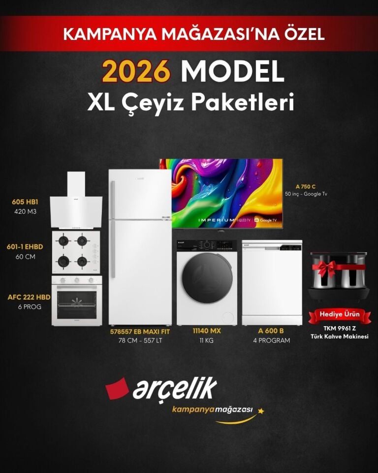 ARÇELİK 7'li XL Çeyiz Paketi (578557 EB MAXI FIT - A 600 B - 11140 MX - A 750 C - AFC 222 HBD - ADE 605 HB1 - OCD T 601-1 EHBD - TKM 9961 Z)
