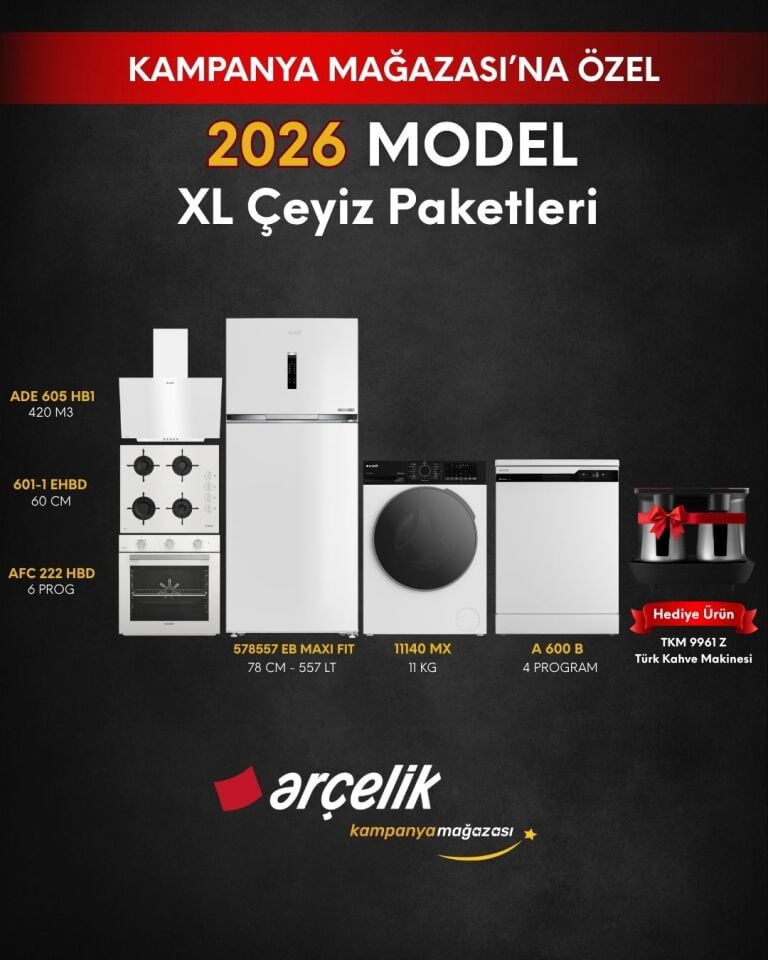 ARÇELİK 6'lı XL Çeyiz Paketi (578557 EB MAXI FIT - A 600 B - 11140 MX - AFC 222 HBD - ADE 605 HB1 - OCD 601-1 EHBD - TKM 9961 Z)
