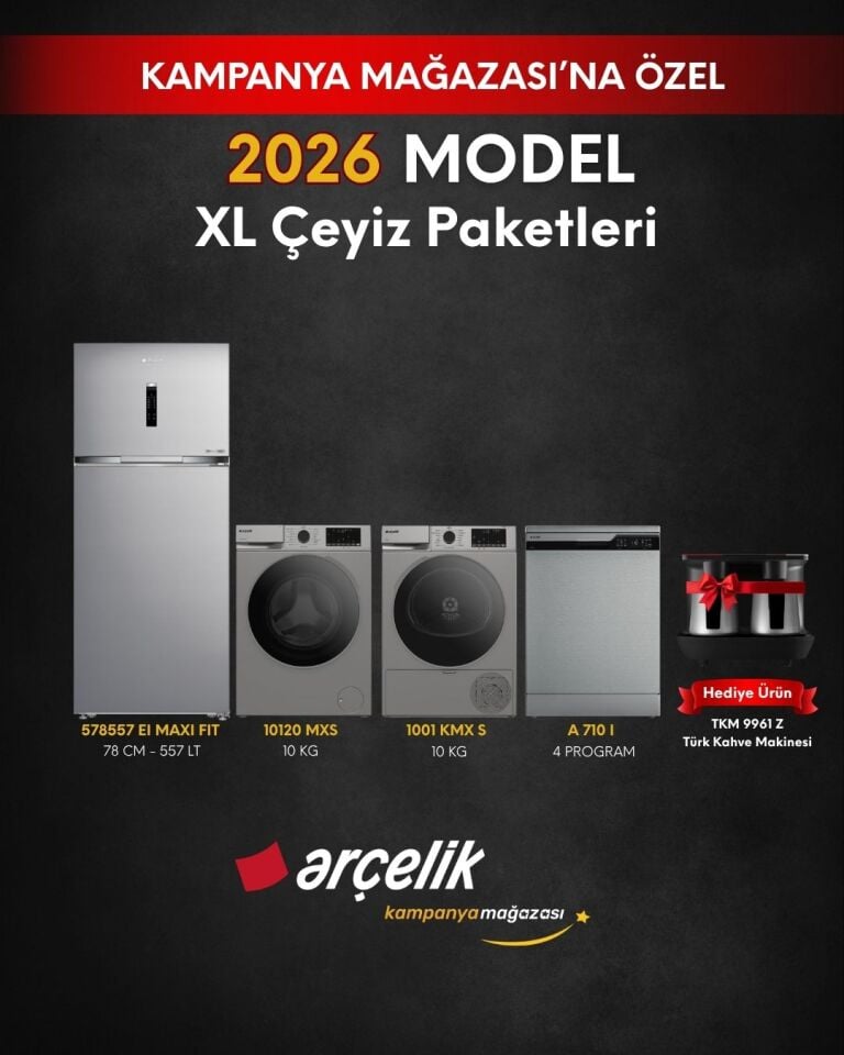 ARÇELİK 4'lü XL Çeyiz Paketi (578557 EI MAXI FIT - A 710 I - 10120 MXS - 1001 KMX S - TKM 9961 Z)