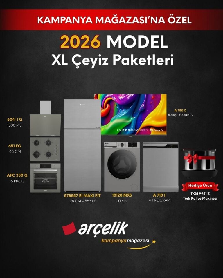 ARÇELİK 7'li XL Çeyiz Paketi (578557 EI MAXI FIT - A 710 I - 10120 MXS - A 750 C - AFC 330 G - ADE 604-1 G - OCD T 651 EG - TKM 9961 Z)
